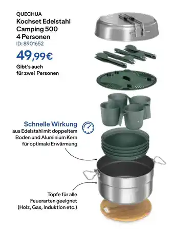 Decathlon Quechua kochset edelstahl camping 500 4 personen Angebot