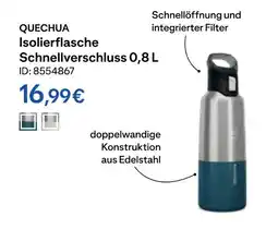 Decathlon Quechua isolierflasche schnellverschluss 0,8 l Angebot