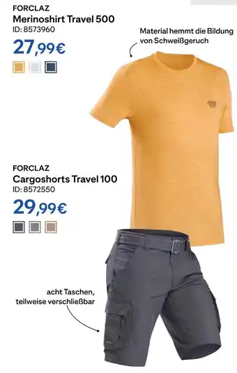Decathlon Forclaz merinoshirt travel 500 oder cargoshorts travel 100 Angebot