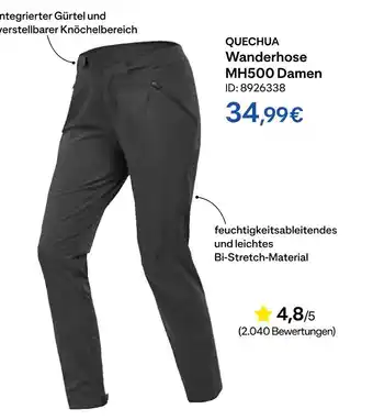 Decathlon Quechua wanderhose mh500 damen Angebot