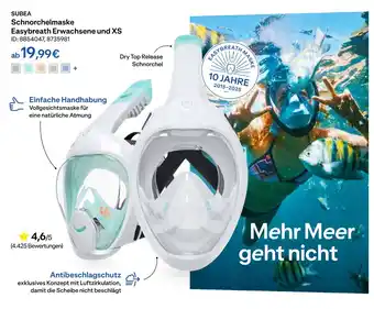 Decathlon Subea schnorchelmaske easybreath erwachsene und xs Angebot