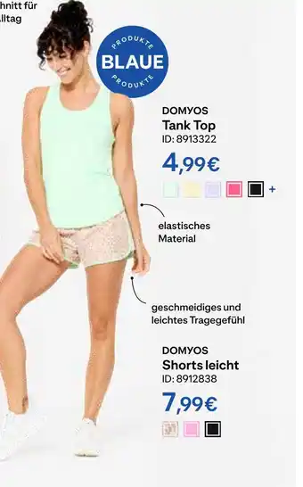 Decathlon Domyos tank top oder shorts leicht Angebot