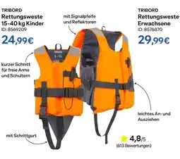 Decathlon Tribord rettungsweste 15-40 kg kinder oder rettungsweste erwachsene Angebot