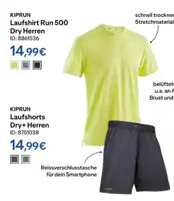 Decathlon Kiprun laufshirt run 500 dry herren oder laufshorts dry+ herren Angebot