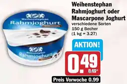 Hit Weihenstephan Rahmjoghurt oder Mascarpone Joghurt Angebot