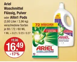 V Markt Ariel waschmittel flüssig, pulver oder allin1 pods Angebot