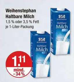 V Markt Weihenstephan haltbare milch Angebot