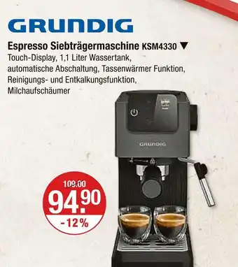 V Markt Grundig espresso siebträgermaschine Angebot