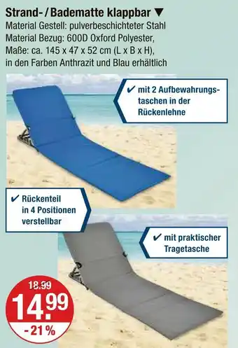 V Markt Strand- / badematte klappbar Angebot