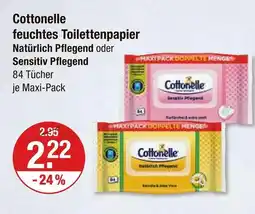 V Markt Cottonelle feuchtes toilettenpapier natürlich pflegend oder sensitiv pflegend Angebot