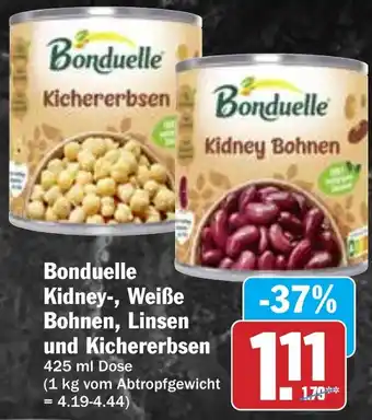 Hit Bonduelle Kidney-, Weiße Bohnen, Linsen und Kichererbsen Angebot