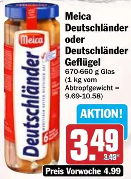 Hit Meica Deutschländer oder Deutschländer Geflügel Angebot