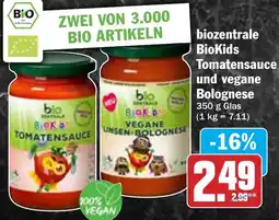 Hit biozentrale BioKids Tomatensauce und vegane Bolognese Angebot