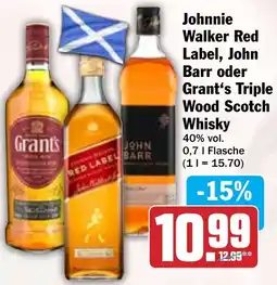 Hit Johnnie Walker Red Label, John Barr oder Grant's Triple Wood Scotch Whisky Angebot