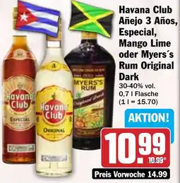 Hit Havana Club Añejo 3 Años, Especial, Mango Lime oder Myers's Rum Original Dark Angebot