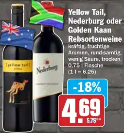 Hit Yellow Tail, Nederburg oder Golden Kaan Rebsortenweine Angebot