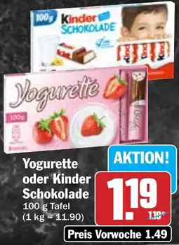 Hit Yogurette oder Kinder Schokolade Angebot