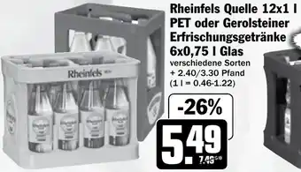 Hit Rheinfels Quelle oder Gerolsteiner Erfrischungsgetränke Angebot