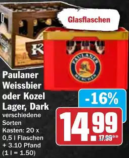 Hit Paulaner Weissbier oder Kozel Lager, Dark Angebot