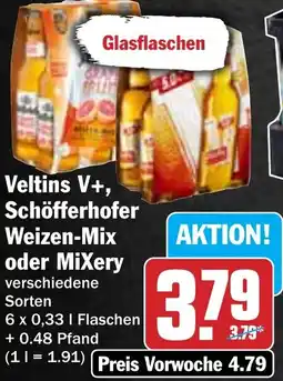 Hit Veltins V+, Schöfferhofer Weizen-Mix oder Mixery Angebot