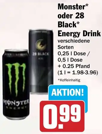 Hit Monster oder 28 Black Energy Drink Angebot