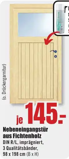B1 Discount Baumarkt Nebeneingangstür aus Fichtenholz Angebot