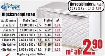 B1 Discount Baumarkt Rigips Gipskartonplatten Angebot