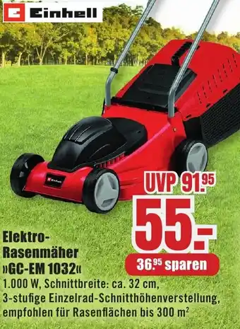 B1 Discount Baumarkt Einhell Elektro Rasenmäher GC-EM 1032 Angebot