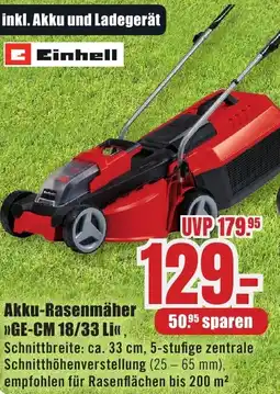 B1 Discount Baumarkt Einhell Akku-Rasenmäher GE-CM 18/33 Li Angebot