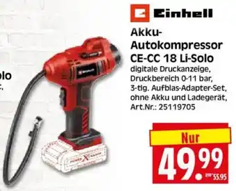 Edeka Herkules Einhell Akku- Autokompressor CE-CC 18 Li-Solo Angebot