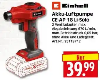 Edeka Herkules Einhell Akku-Luftpumpe CE-AP 18 Li-Solo Angebot