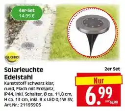 Edeka Herkules GLOBO Solarleuchte Edelstahl Angebot