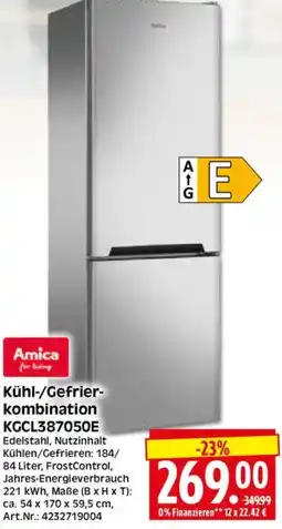 Edeka Herkules Amica Kühl-/Gefrier- kombination KGCL387050E Angebot
