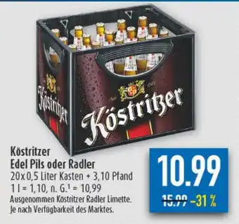 diska Köstritzer Edel Pils oder Radler Angebot