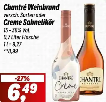 Simmel Chantré Weinbrand oder Creme Sahnelikör Angebot