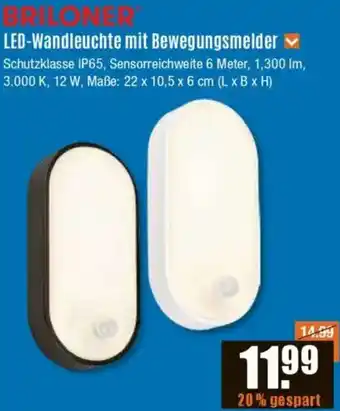 V Baumarkt Briloner LED-Wandleuchte mit Bewegungsmelder Angebot