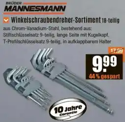 V Baumarkt BRÜDER MANNESMANN Winkelschraubendreher-Sortiment 18-teilig Angebot