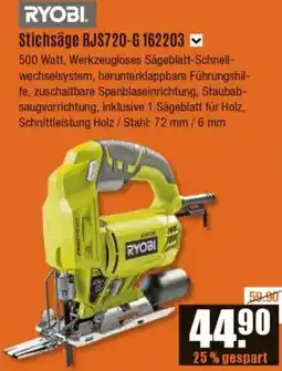 V Baumarkt RYOBI Stichsäge RJS720-G 162203 Angebot