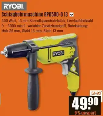 V Baumarkt RYOBI Schlagbohrmaschine RPD500-G 13 Angebot