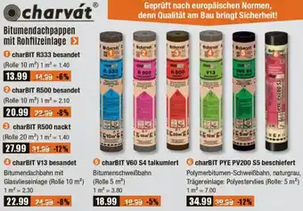 V Baumarkt Charvát Bitumendachpappen mit Rohfilzeinlage Angebot