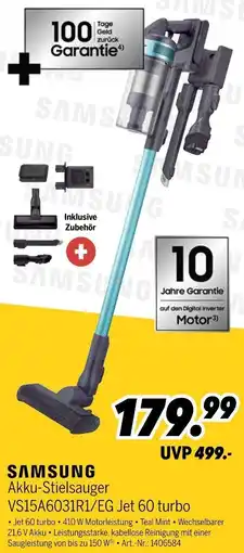 MEDIMAX SAMSUNG Akku-Stielsauger VS15A6031R1/EG Jet 60 turbo Angebot