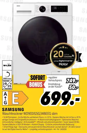 MEDIMAX Samsung waschtrockner wd90dg5g34beeg slim Angebot