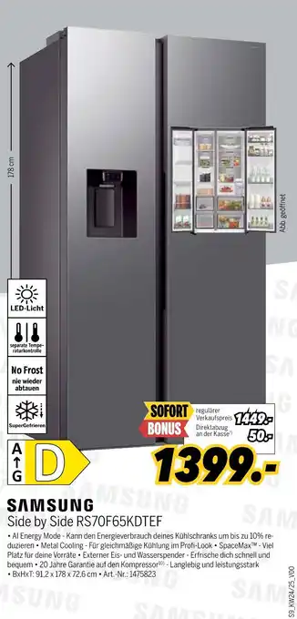 MEDIMAX Samsung side by side rs70f65kdef Angebot