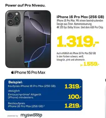 Euronics Apple iphone 16 pro max (256 gb) Angebot