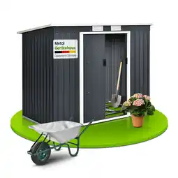 Netto Marken-Discount Juskys Metall Gerätehaus Geräteschuppen M mit Pultdach, Schiebetür & Fundament 4m³ anthrazit Angebot