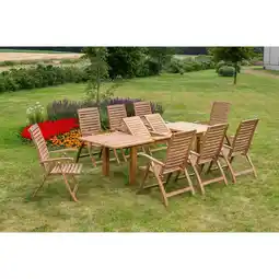 Netto Marken-Discount Merxx Gartenmöbelset Parabaiba 9tlg. Doppelausziehtisch Angebot