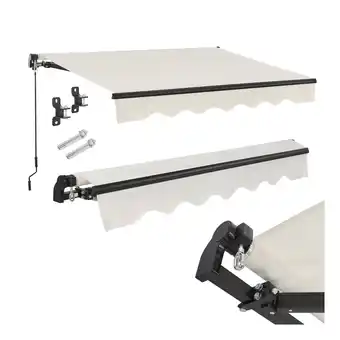 Netto Marken-Discount Juskys Markise 350 x 300 cm für Terrasse & Balkon - mit Kurbel & Halterung - Gelenkarmmarkise Beige Angebot