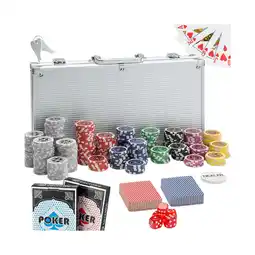 Netto Marken-Discount tectake Pokerset, 300 farbige Chips, 5 Würfel, inklusive verschließbarer Aluminiumkoffer Angebot