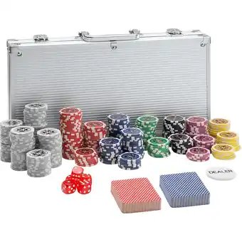 Netto Marken-Discount tectake Pokerset, 300 farbige Chips, 5 Würfel, inklusive verschließbarer Aluminiumkoffer Angebot