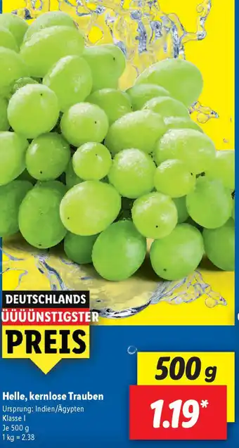 Lidl Helle, kernlose Trauben Angebot